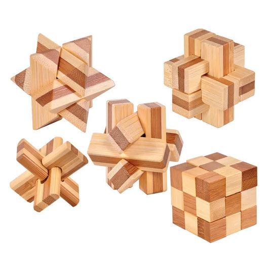 Wooden Kongming Luban Lock IQ Puzzle Game for All Ages